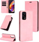 Voor Oppo Realme X7 Retro-skin Business magnetische zuignap lederen tas met houder & kaartsleuven en portemonnee (roze)