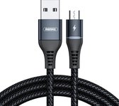 REMAX RC-152M 1m 2,4A USB naar micro-USB kleurrijke ademhalingsgegevenskabel (zwart)