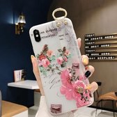 Bloemenpatroon Polsband Zachte TPU-beschermhoes voor iPhone 6 en 6s (bloemenpolsband model D)