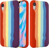 Regenboog vloeibare siliconen schokbestendige volledige dekking beschermhoes voor iPhone XR