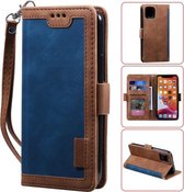 Voor iPhone 12 Pro Max Retro Splicing Horizontale flip lederen hoes met kaartsleuven & houder & portemonnee (blauw)
