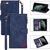 Rits Multi-kaartsleuven Horizontale flip PU lederen tas met houder & kaartsleuven & portemonnee & lanyard & fotolijst voor iPhone 6s Plus / 6 Plus (blauw)