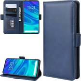 Voor Huawei P Smart Z / Y9 Prime 2019 / Enjoy 10 Plus Dubbele Gesp Crazy Horse Zakelijke Mobiele Telefoon Holster met Kaart Portemonnee Beugel Functie (Blauw)