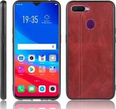 Voor Oppo F9 / F9 Pro Schokbestendig Naaien Koe Patroon Huid PC + PU + TPU Case (Rood)