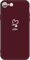 Voor iPhone 6s / 6 Love-heart Letter Pattern Colorful Frosted TPU telefoon beschermhoes (wijnrood)