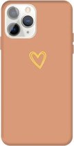 Voor iPhone 11 Pro Golden Love-heart Pattern Colorful Frosted TPU telefoon beschermhoes (Coral Orange)