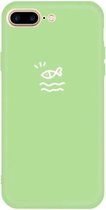 Voor iPhone 8 Plus / 7 Plus Small Fish Pattern Colorful Frosted TPU telefoon beschermhoes (groen)