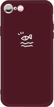 Voor iPhone 6s / 6 Small Fish Pattern Colorful Frosted TPU telefoon beschermhoes (wijnrood)