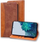 Voor Samsung Galaxy A12 Business Stitching Horizontale flip lederen tas met dubbele vouw & beugel & kaartsleuven & fotolijst & portemonnee (bruin)