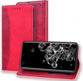 Voor Samsung Galaxy S21 + 5G Zakelijke stiksels Horizontale flip lederen tas met dubbele vouw & beugel & kaartsleuven & fotolijst & portemonnee (rood)