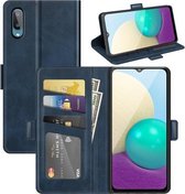 Voor Samsung Galaxy A02 / M02 Dubbelzijdige magnetische gesp Horizontale flip lederen tas met houder & kaartsleuven en portemonnee (zwart)