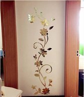 3D Muurstickers Bloemvorm Acryl Modieus Afneembaar Waterdicht DIY Muurstickers Woondecoratie, Afmeting: 180x54CM (Spiegel Licht Goud Links)