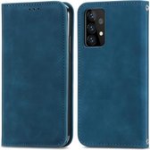 Voor Samsung Galaxy A52 5G Retro Skin Feel Business Magnetische Horizontale Flip Leren Case met Houder & Kaartsleuven & Portemonnee & Fotolijst (Blauw)
