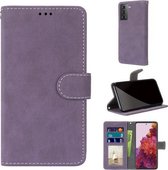 Voor Samsung Galaxy S21 5G Retro Frosted Horizontale Flip PU lederen tas met houder & kaartsleuven & portemonnee & fotolijst (paars)