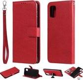 Voor Samsung Galaxy A31 2 in 1 effen kleur afneembare PU lederen tas met kaartsleuven & magnetische houder & fotolijst & portemonnee & riem (rood)