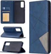 Voor Samsung Galaxy S20 FE 5G / S20 Lite Rhombus Texture Horizontale Flip Magnetische Leren Case met Houder & Kaartsleuven (Blauw)