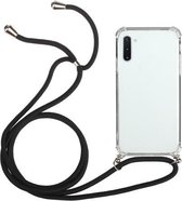 Voor Samsung Galaxy Note10 Four-Corner Anti-Fall transparante TPU beschermhoes met lanyard (zwart)