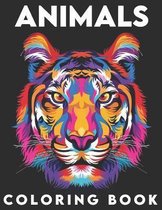 Animals Coloring Book: Adorable animals with Black Background