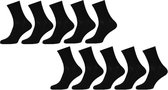 Sokken heren - Sokken dames - Unisex - Zwart - Maat 36/41 - 10 paar