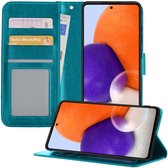 Samsung A72 Hoesje Book Case Hoes - Samsung Galaxy A72 Case Hoesje Wallet Cover - Samsung Galaxy A72 Hoesje - Turquoise