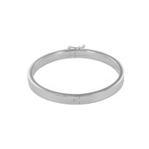 Silventi 9Sil-21412 Zilveren Armband - Dames - Bangle - Glad - Scharnier - 6 x 52 x 60 mm - Veiligheidsachtje - Vierkant - Rhodium - Zilver