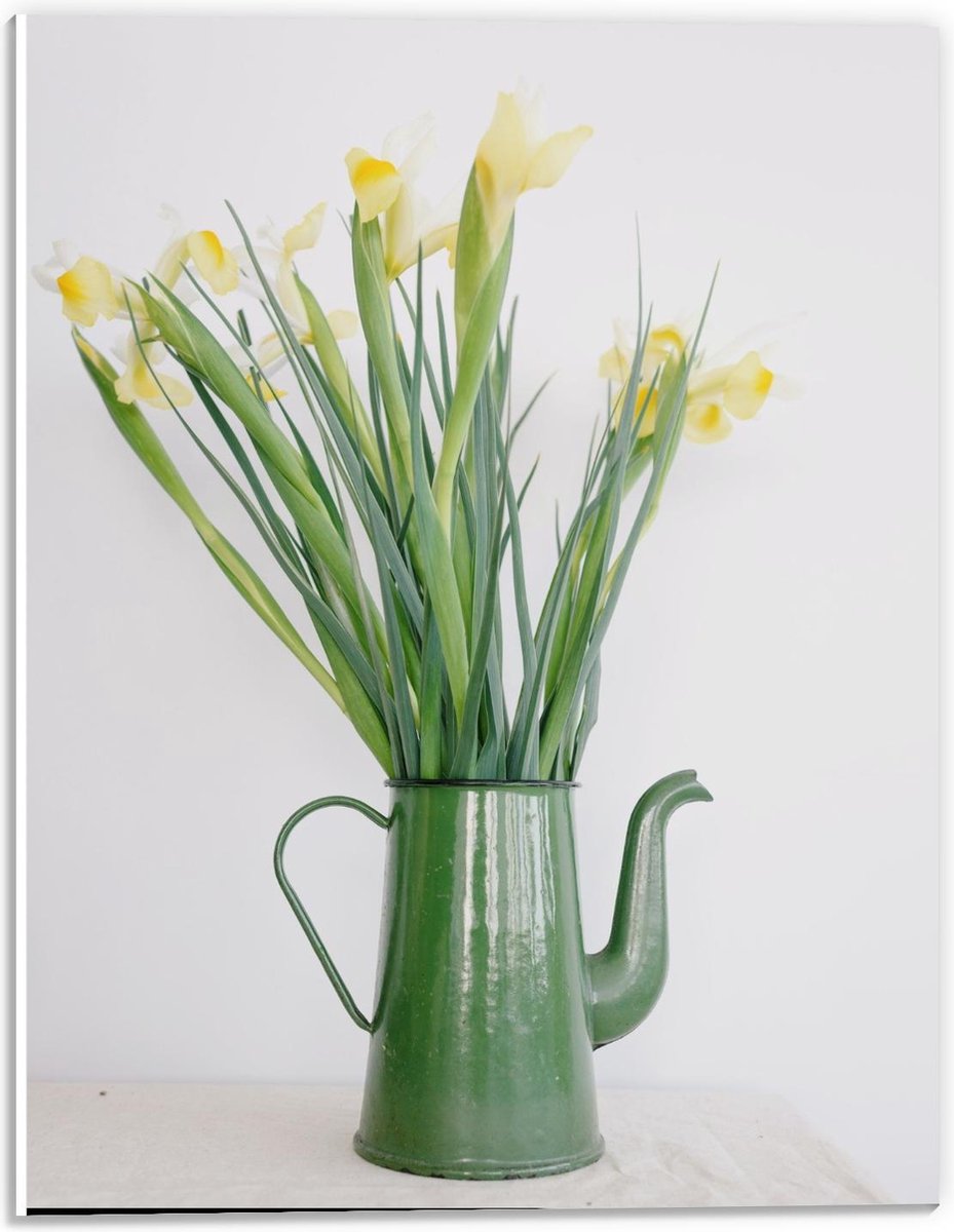 Forex - Groene Gieter met Bloemetjes - 30x40cm Foto op Forex
