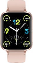 Belesy® Green series - Smartwatch Dames - Smartwatch Heren - Horloge - 1.78 inch – Hoge resolutie kleurenscherm – MP3 speler - Stappenteller - Bluetooth bellen - Multi Wijzerplaten – Goud – Siliconen - Roze - Moederdag
