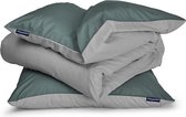 sleepwise Soft Wonder-Edition beddengoed - dekbedovertrek 155x200 cm - groen / grijs