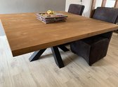 Eettafel Tendenza 3 (vierkant) - 1.60 x 1.60 tafelblad steigerhout in kleur naar keuze, stalen matrix-poot | Quattro Design