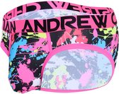 Andrew Christian Splatter Brief w/ Almost Naked Roze - MAAT M - Heren Ondergoed - Slip voor Man - Mannen Slip