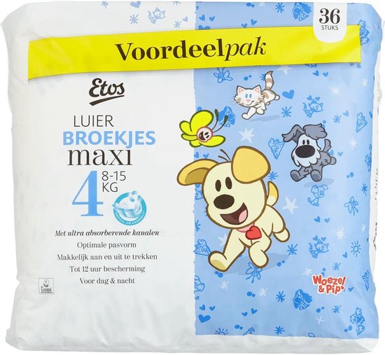 Dank je blozen vroegrijp Etos Luierbroekjes Megabox - Maat 4 - 8 tot 15kg - 108 stuks (3 x 36 stuks)  | bol.com