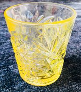 Verres à eau - par 4 pièces - verre taillé - JAUNE - Pepitamia.NL