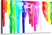 Canvas  - Regenboogkleurige uitgelopen Verf - 120x80cm Foto op Canvas Schilderij (Wanddecoratie op Canvas)