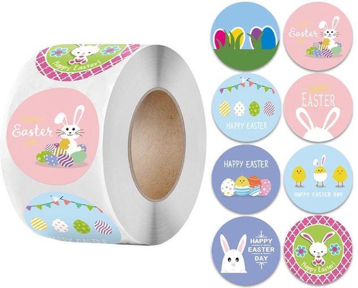 Paas Sticker - Sluitsticker - 8 prints - Sluitzegel Pasen - Happy Easter - Ei - Kuiken - Konijn - Vlag | Kaart - Envelop | Fijne Paasdagen - Paasfeest | Kids - Kind | Envelop stickers | Cadeau - Gift - Cadeauzakje - Traktatie | Chique inpakken — afbeelding 4
