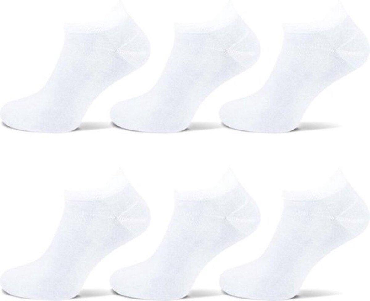 Sokken sneaker met lipje 6 paar - Wit - Sneaker Sokken Dames / Heren - Maat 43/46