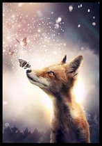 Punt. Poster - Fox Botanische Jungle Dieren - 84 X 59.4 Cm - Paars