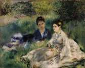 Kunst: On the Grass (Jeunes femmes assises dans l herbe), c. 1873 van Pierre-Auguste Renoir. Schilderij op canvas, formaat is    100X150 CM