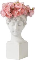 BaykaDecor Originele Vaas - Marmeren Look - Sculptuur Dame - Schets Model - Opbergdoos - Pennenhouder - Charmante Bloempot - 19 cm