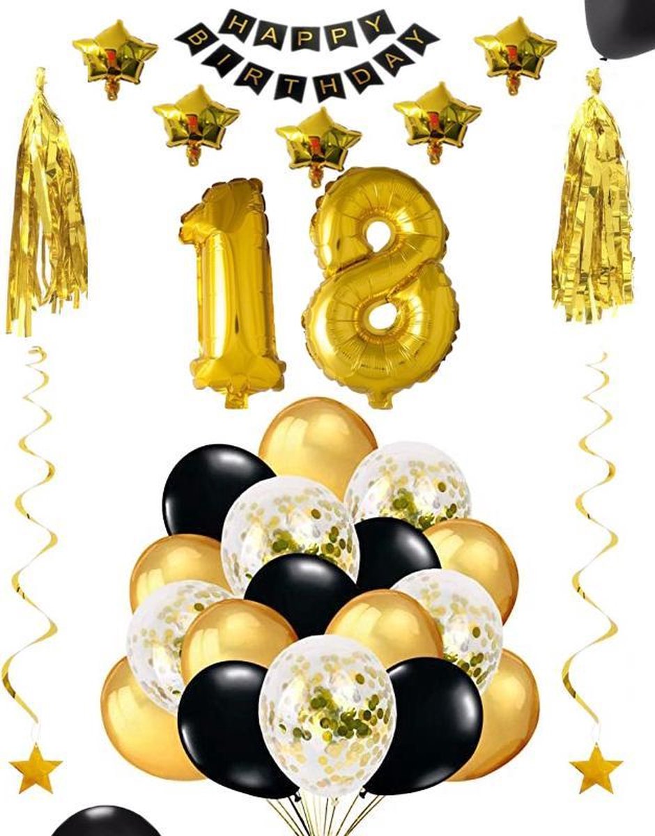 Tol Onaangeroerd Standaard 18 jaar verjaardag feest pakket Versiering Ballonnen voor feest 18 jaar.  Ballonnen... | bol.com