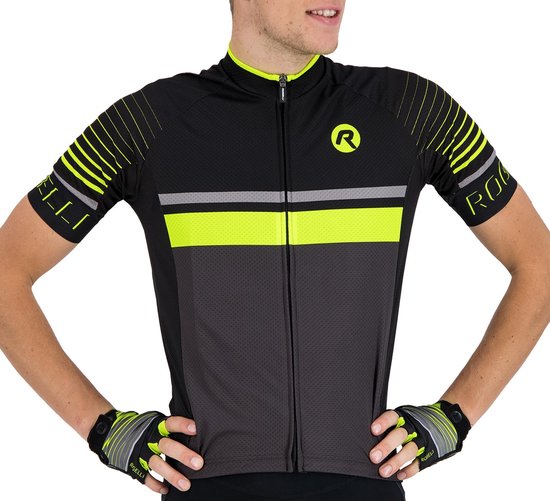 Rogelli Hero Cycling Shirt - Manches courtes - Gris / Noir / Fluor - Taille S