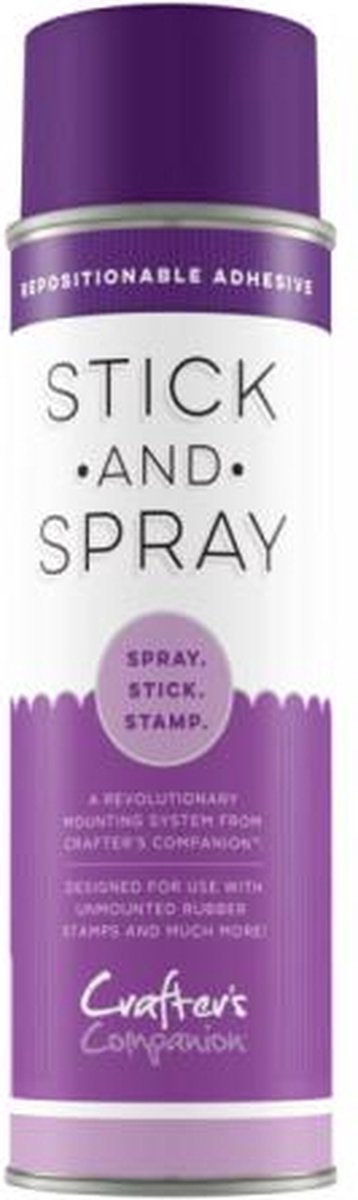 Crafter's Companion Stick & Spray lijmspray voor unmounted stempels (Paarse Bus)