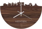 Skyline Klok Meerssen Notenhout - Ø 40 cm - Woondecoratie - Wand decoratie woonkamer - WoodWideCities