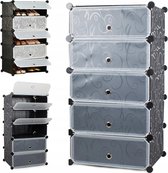 Luxe Modulaire Schoenenkast - Schoenenrek - Met 5 Modules/Planken - Ruimtebesparend Compact Staand Schoenen Opberger Rek - Shoe Rack Met Deur Voor Paar Schoenen Opbergen - Waterbes