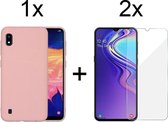 Samsung A10 Hoesje - Samsung galaxy A10 hoesje roze siliconen case hoes cover hoesjes - 2x Samsung A10 screenprotector