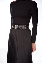 Elvy Fashion - Eyelets Belt Women 60732 - Black - Size 95