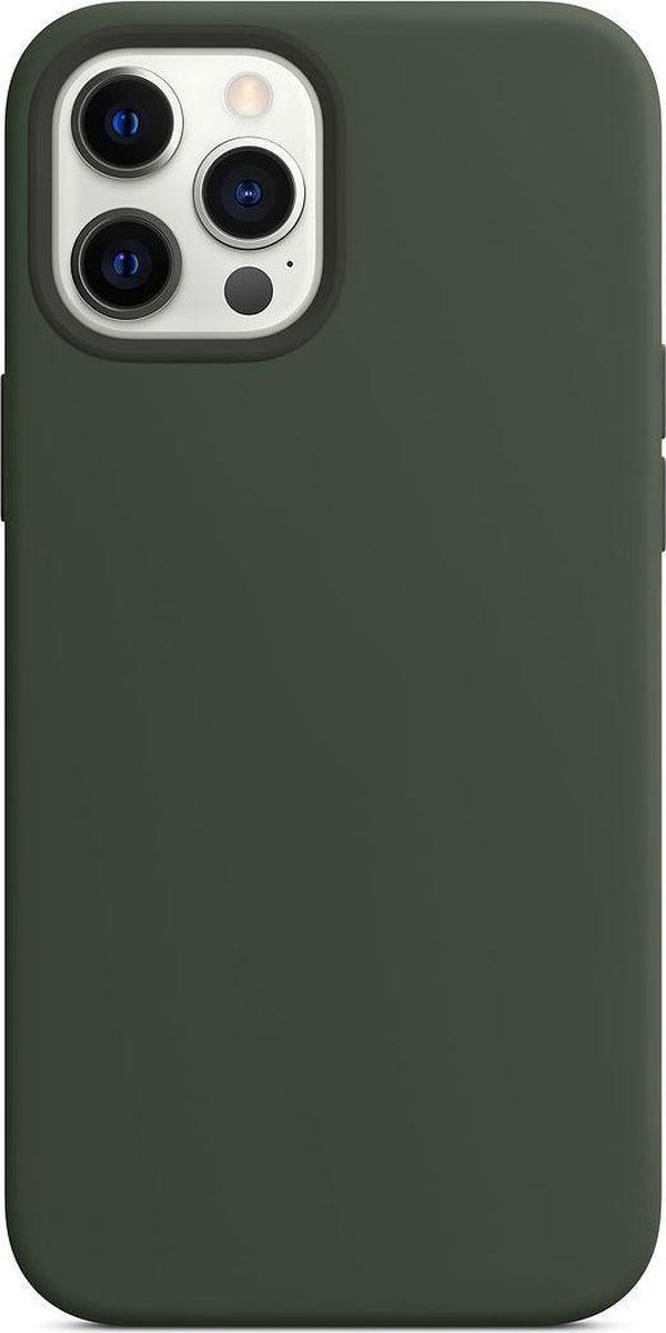 Mobigear Hoesje geschikt voor Apple iPhone 12 Pro Siliconen MagSafe Telefoonhoesje | Mobigear Rubber Touch Backcover | Geschikt voor MagSafe | Geschikt voor Draadloos Opladen met Magnetische Ring | Geschikt voor MagSafe Case - Groen