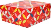 4x Inpakpapier/cadeaupapier rood met bloem figuren motief 200 x 70 cm rol - 200 x 70 cm - kadopapier / inpakpapier