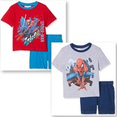 Marvel Spiderman shortama / pyjama - set van 2 - katoen - rood + grijs - maat 98 (3 jaar)