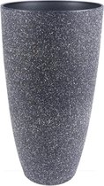Granit vaas zwart 68cm hoog | Hoge zwarte granieten vaas terrazzo | grote bloempot plantenbak vazen