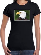 Dieren shirt met arenden foto - zwart - voor dames - roofvogels/ zeearend vogel cadeau t-shirt / kleding L